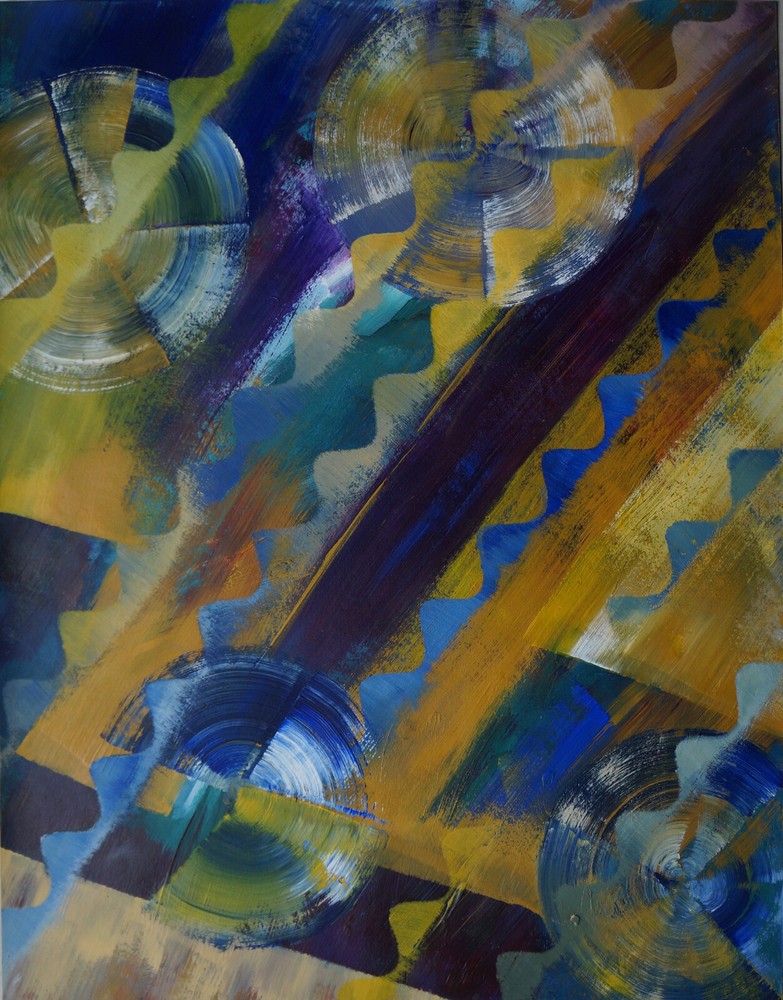 Acrylic on Paper Abstract Composition Signed TEMPE