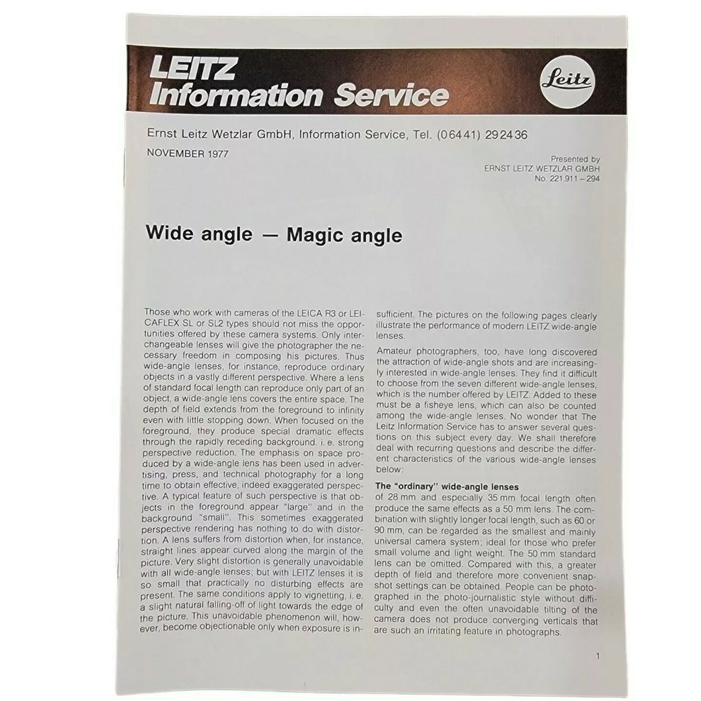 Leitz  Information Services | Wide Angle - Magic Angle | Advertisement Brochure