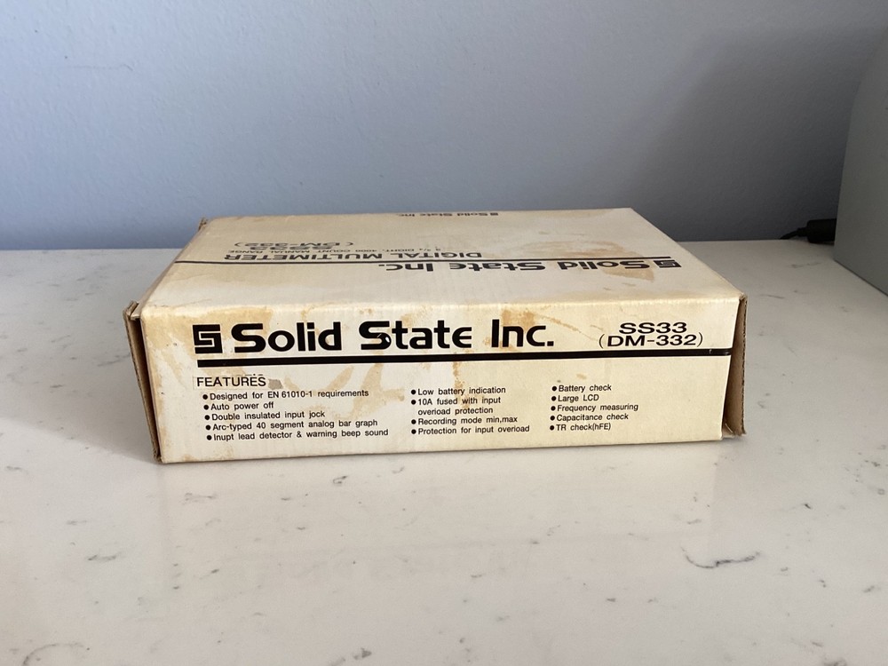 ORIGINAL BOX AUTHENTIC SOLID STATE INC. DIGITAL MULTIMETER SS33 (DM-332) NO RES