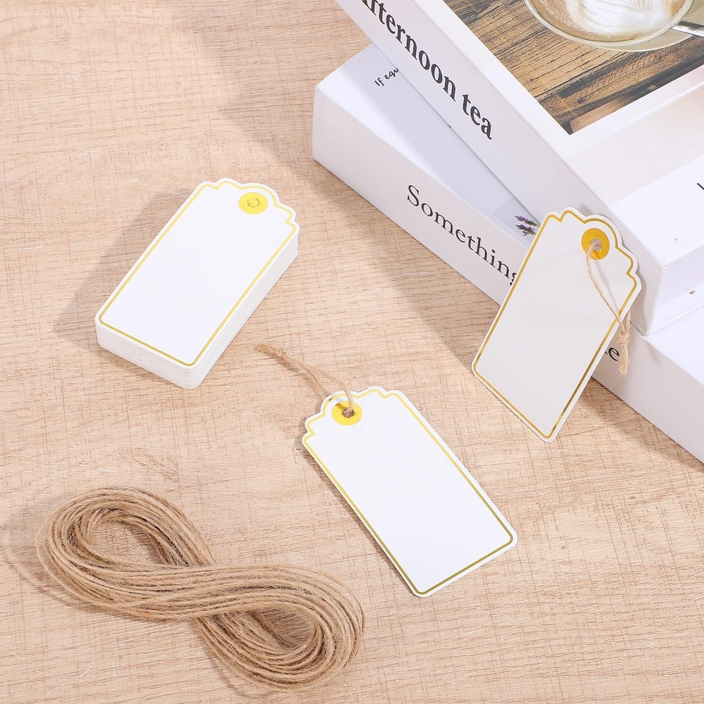 50 PCS Gift Tags with String Attached, Blank Hanging Gift Tags for Presents, ...