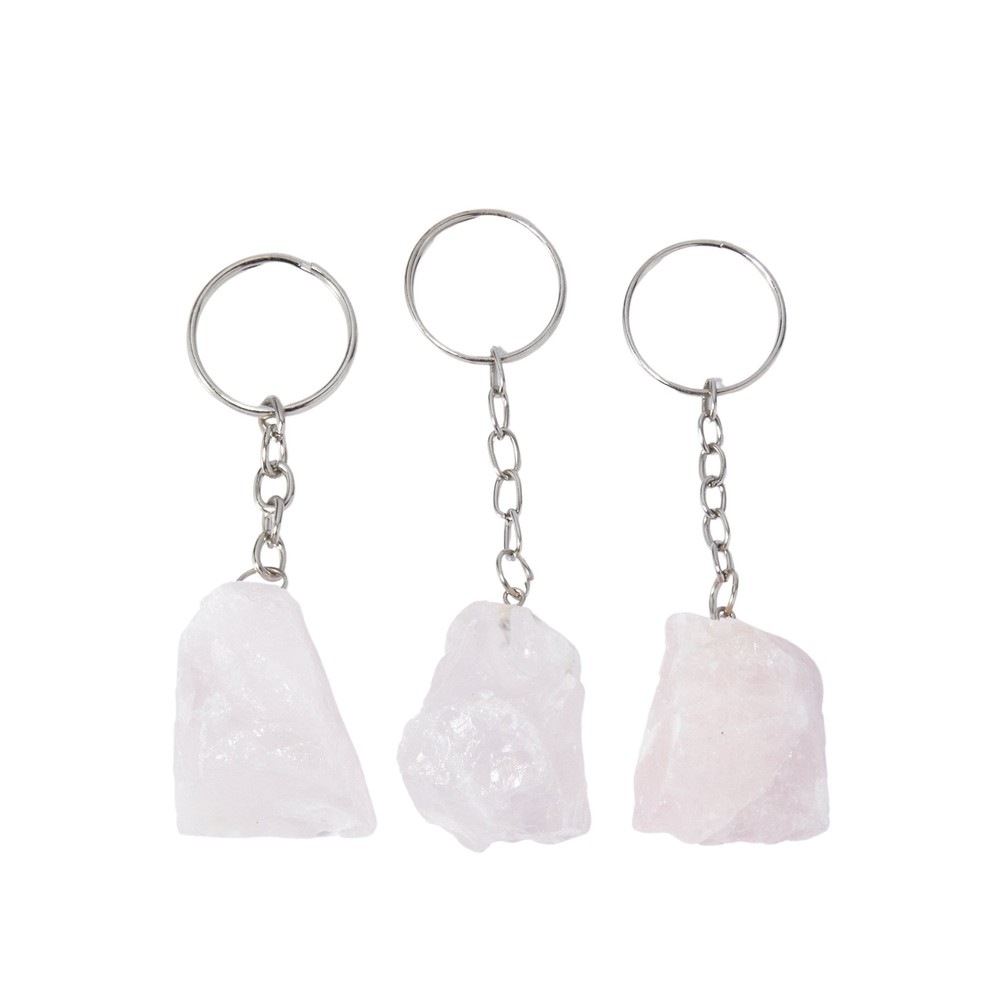 Raw Rose Quartz Crystal Keychain by New Moon Beginnings