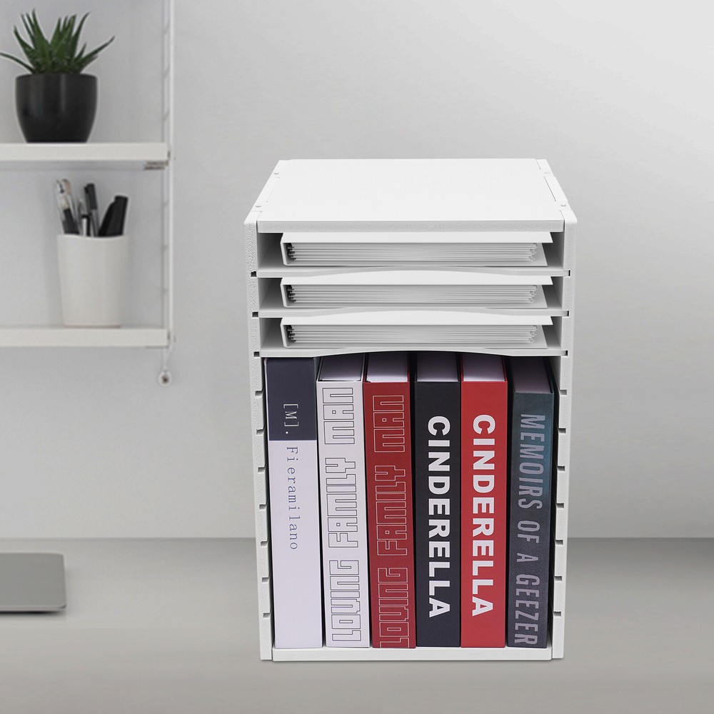 Multi-functional Organizer 11 Compartment File Sorter Paper Storage Holder White