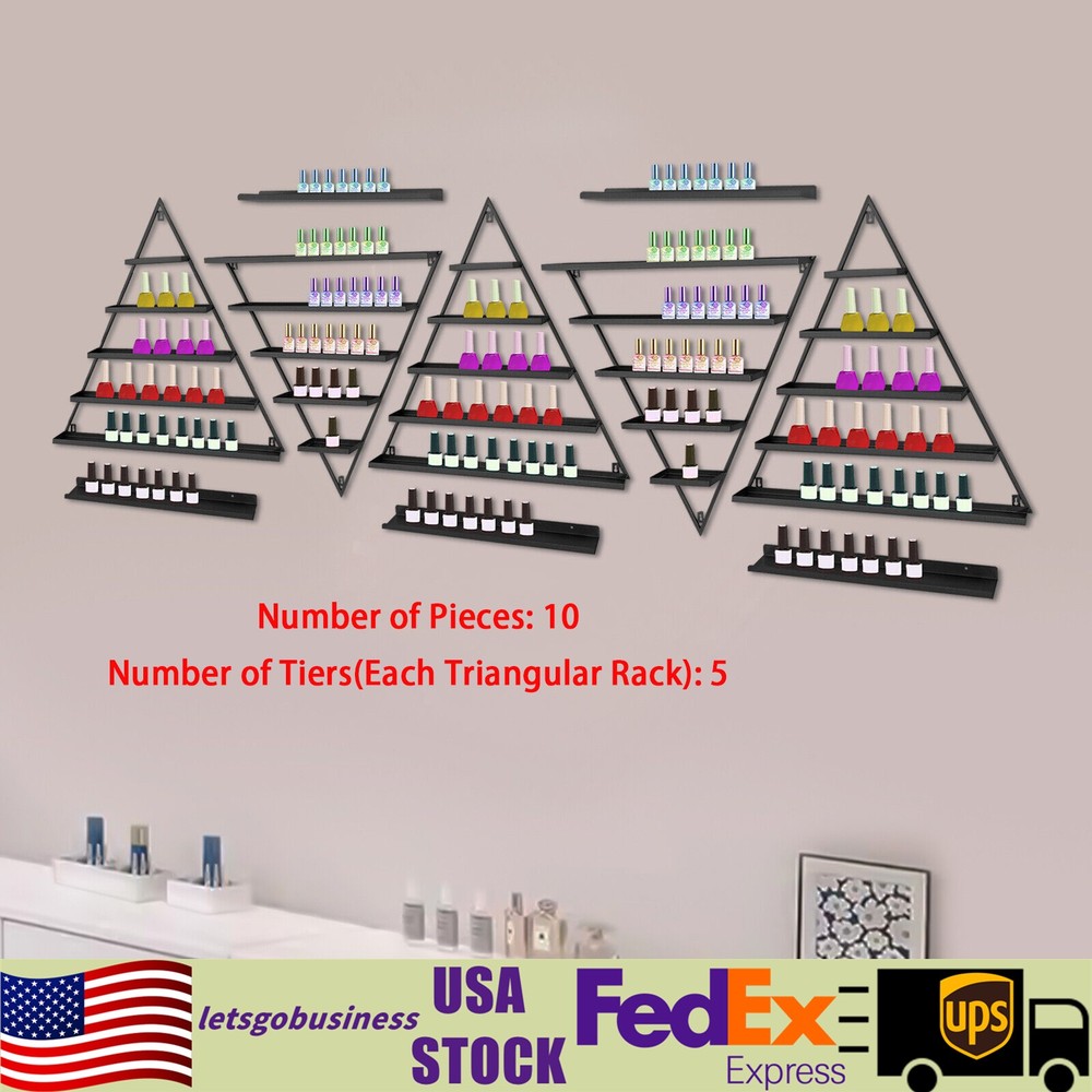 10PCS Triangular Nail Polish Racks, Wall-mounted Nail Polish Racks, 5-tier
