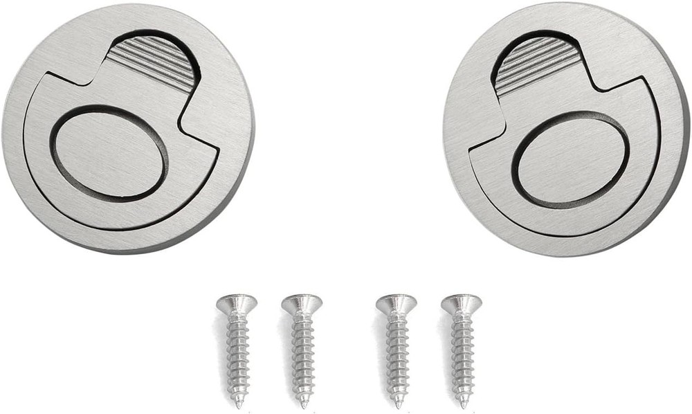 2Pcs Flush Ring Pull Handle 304 Stainless Steel Round Recessed Door Pull