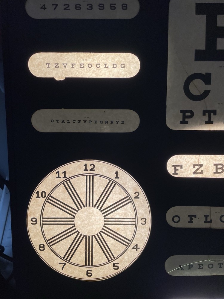 Vintage Optical Vision Visual Acuity Chart Eye Chart Light Box Green Test Co.