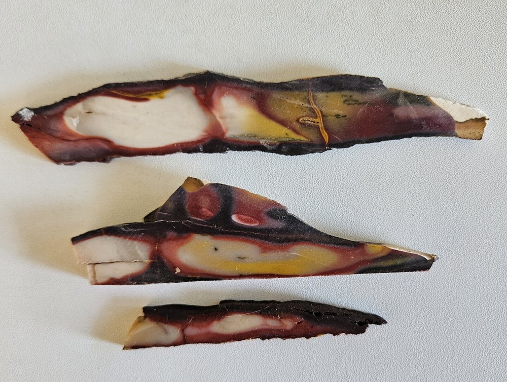 Three Lapidary Slabs Mookaite 86 Grams