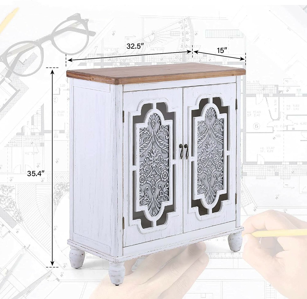 Accent Storage Cabinet 2 Doors Decorative Cabinet Buffet & Sideboard White