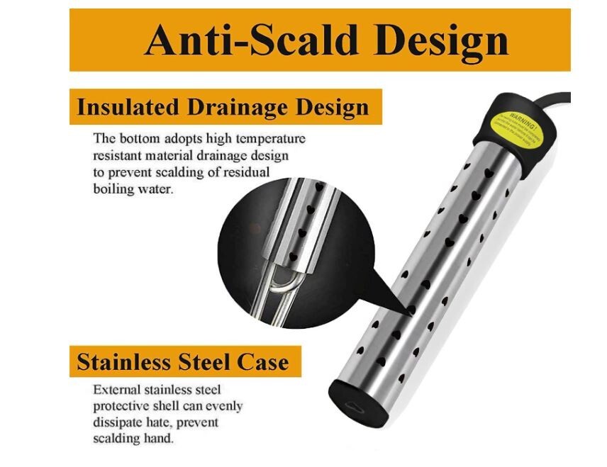 110V Portable Submersible Electric Water Heater for 5 Gallons Hot