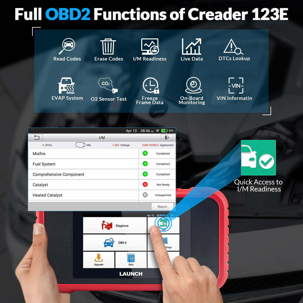 LAUNCH CRP123E Elite Car OBD2 Scanner Code Reader Engine ABS SRS Diagnostic Tool
