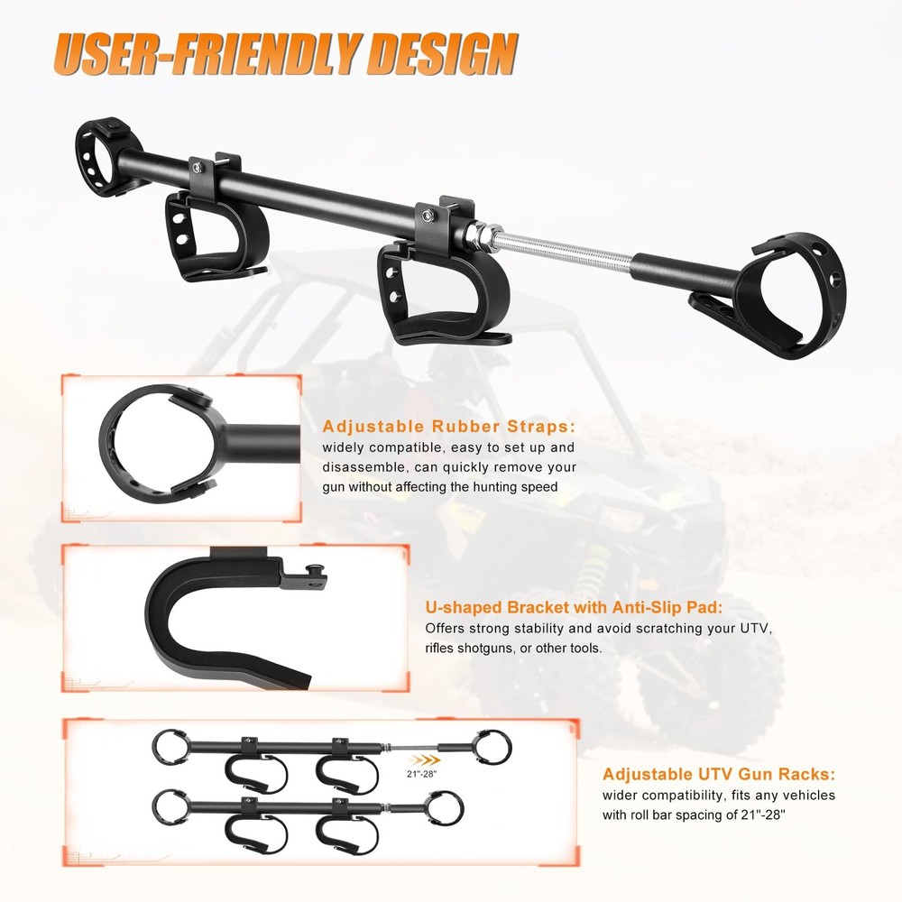 Drieaco UTV Overhead Rack Fits 21-28" Spacing Roll Bars, Adjustable UTV Holde...