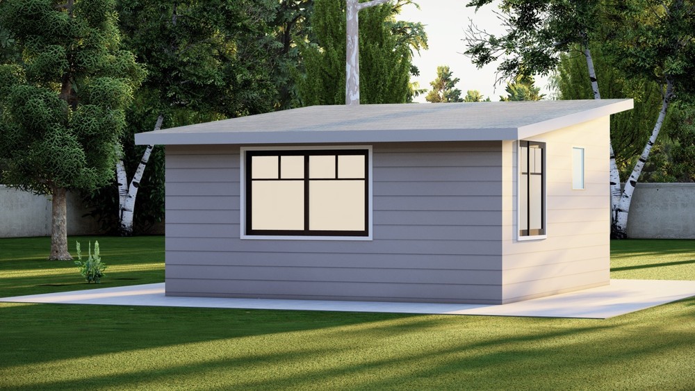 16x16' Studio Tiny Home Shed Building Plans with Floor Plan, and More
