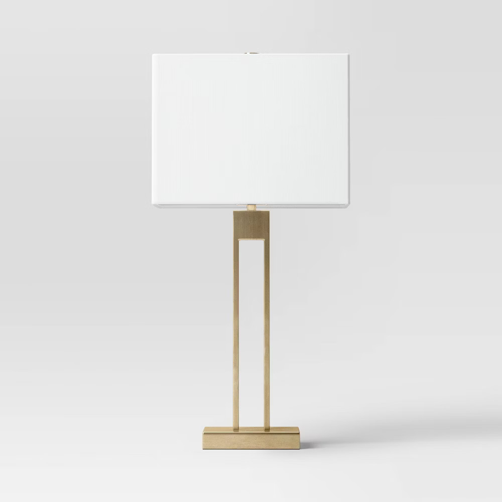 Window Pane Table Lamp with USB Brass - Threshold