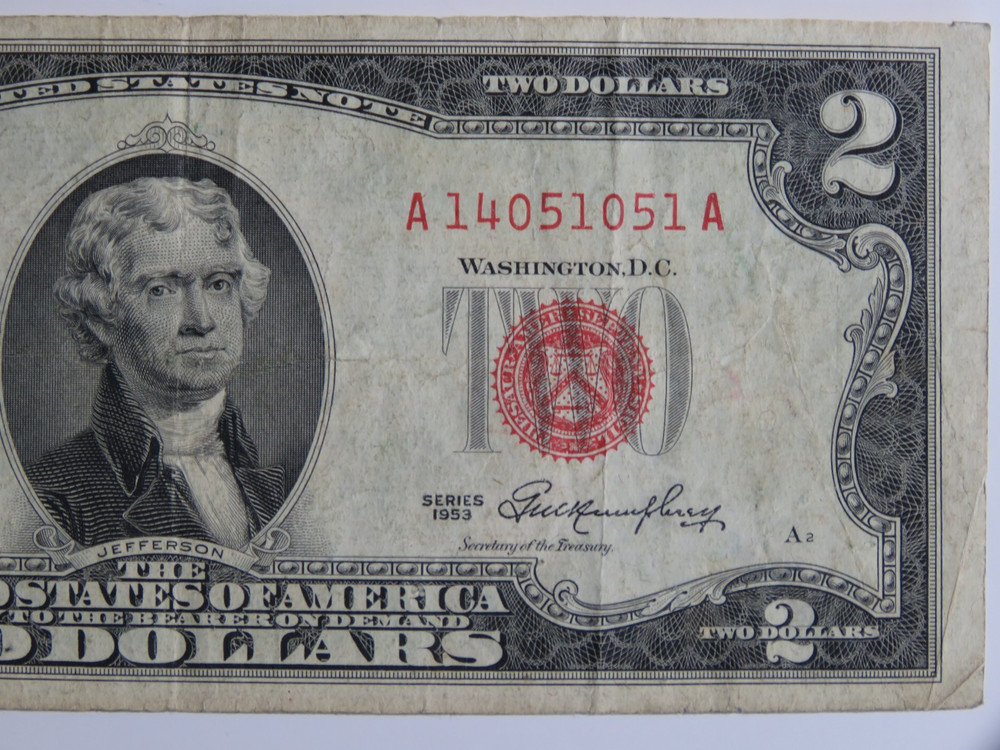 2 - $1 Silver Certs (1 * Note) & 1 - $2 Red Seal Note