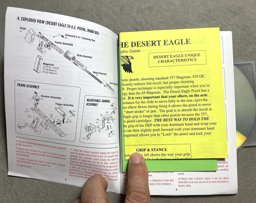 Original 2019 Magnum Research Desert Eagle Operating Instructions Manual