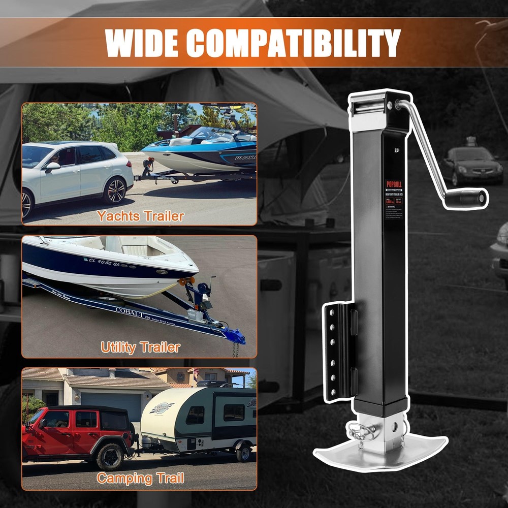 8000lbs Heavy Duty Trailer Jack, 30" Lift Swivel Bolt-on Jack w/ Drop Leg RV
