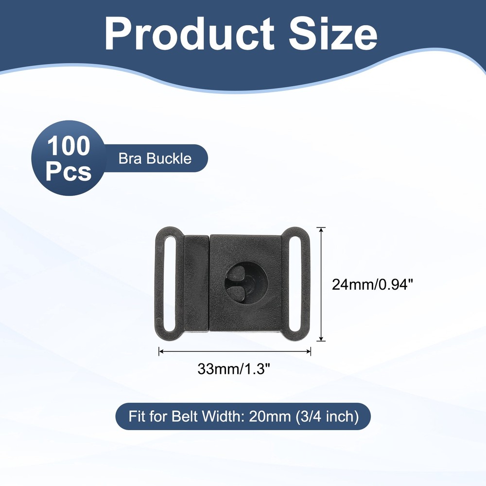 100pcs Safety Breakaway Buckle 20mm / 3/4" Plastic Flat Snap Insert Buckle