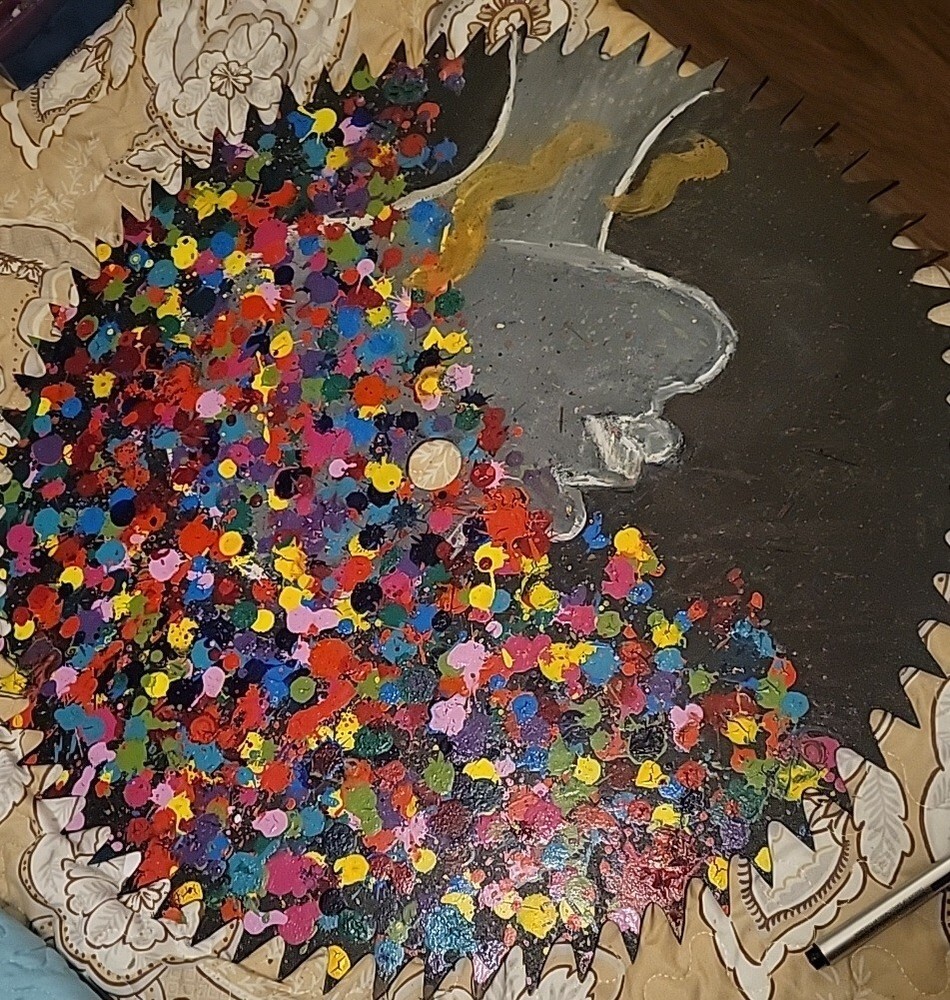 Hand Painted Saw Blade African Art
