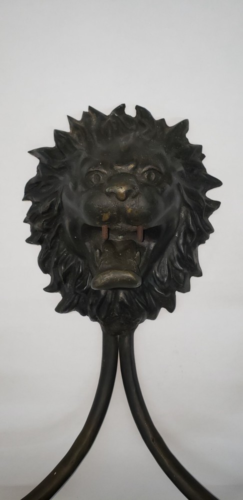Unique 2 Light Cast Brass Lion's Head Wall Sconce