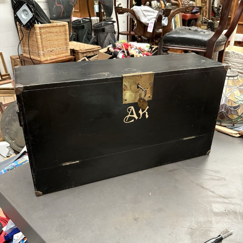 Antique Engineers Tool Box 3 Internal Drawers Brass Lock And Key