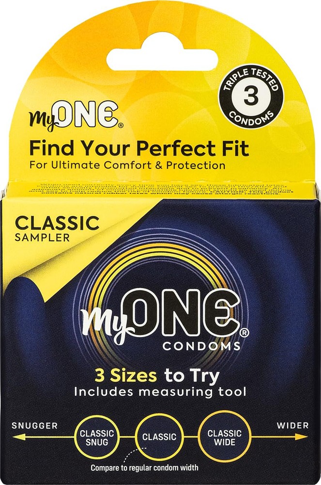 MyONE Classic Sampler Custom Fit Condom Kit 3 Sizes Hyperthin Extra Lubricated