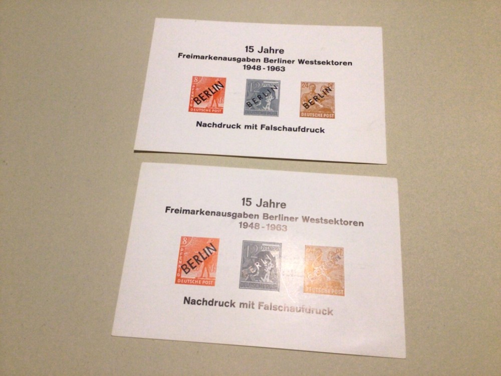 Germany 2 Berlin Overprint Facsimile cards A9538