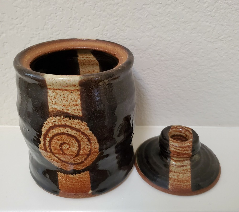 Vintage Hand Thrown Studio Potter Jar with Lid