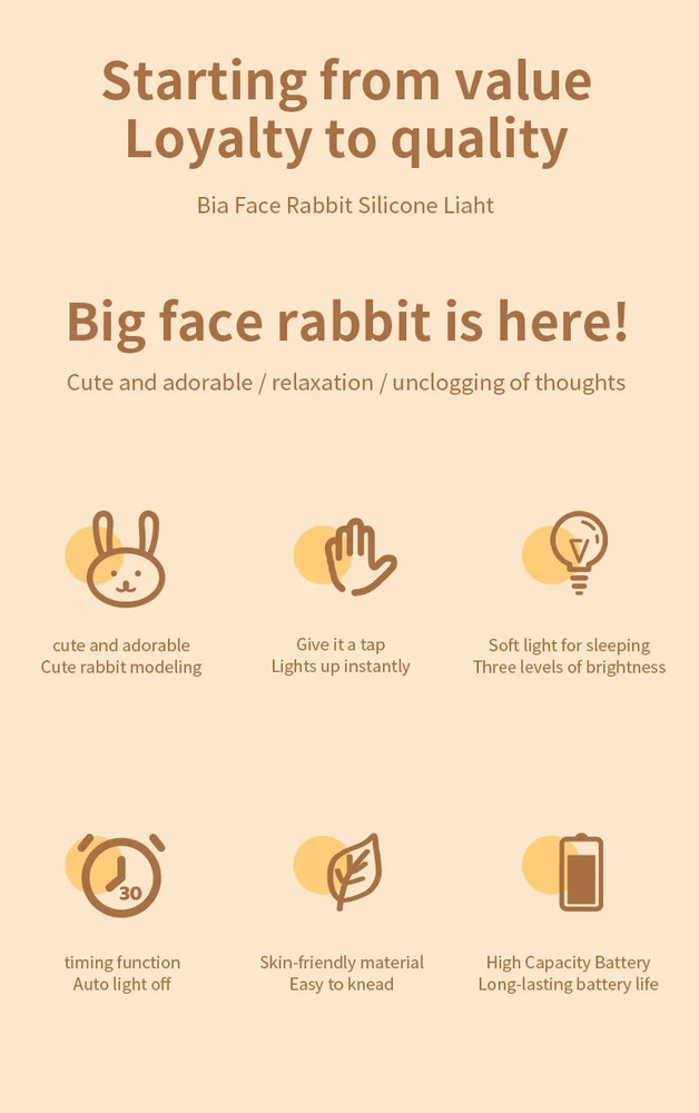 Led Night Light Desktop Lamp Cute Bunny with Timer Touch Sensor