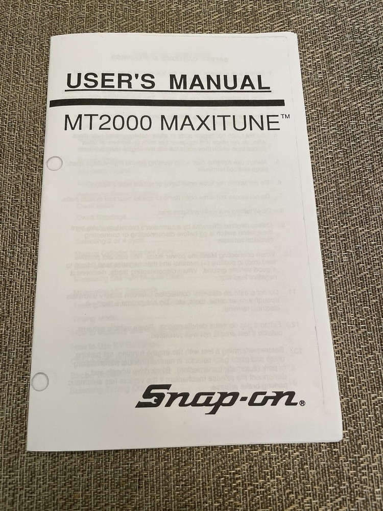 Snap On Tools Mt2000 Maxi tune Users Manual