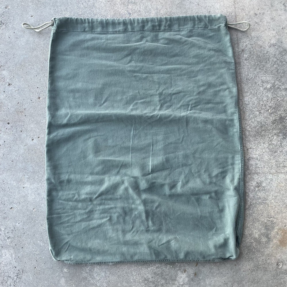 Vtg Military Pull String Canvas Bag US Stencil Green