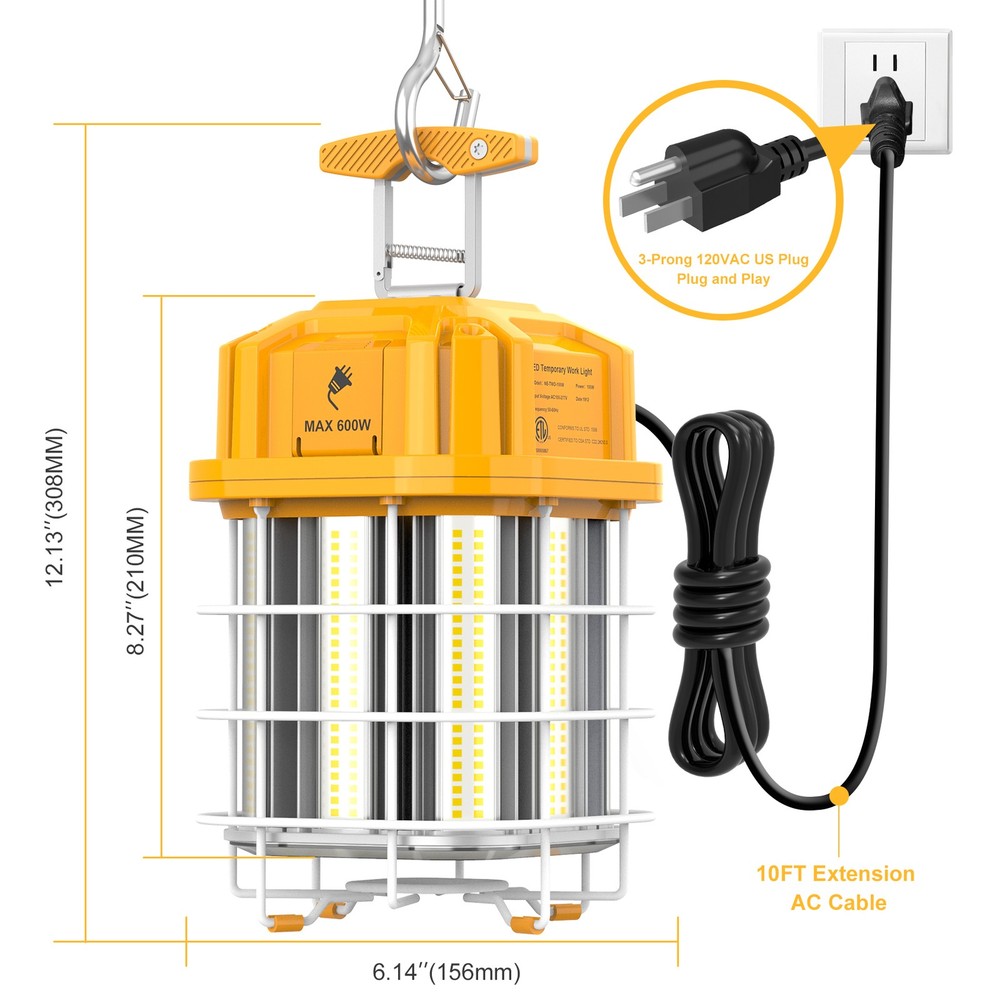 80Watt LED Temporary Work Light Construction Jobsite Lighting with ON/Off Switch