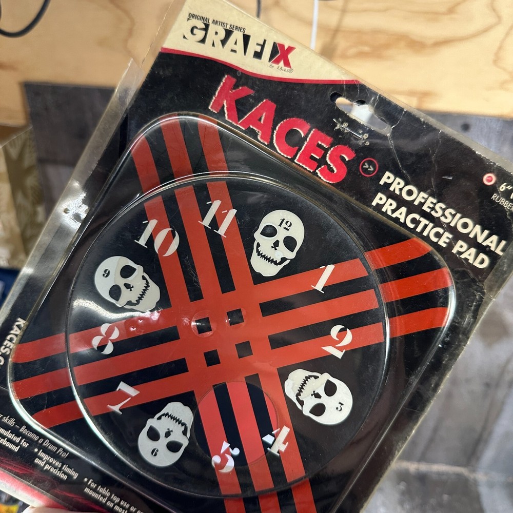 Kaces Drum Professional Practice Pad 6" Grafix Skulls Red Black