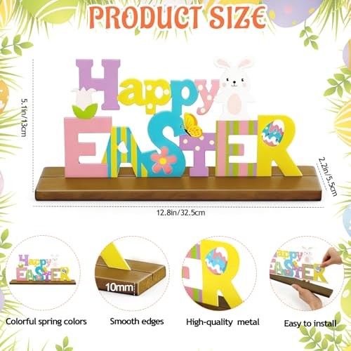 Easter Decorations for Home, Metal Easter Decorations for Table, Indoor Happy