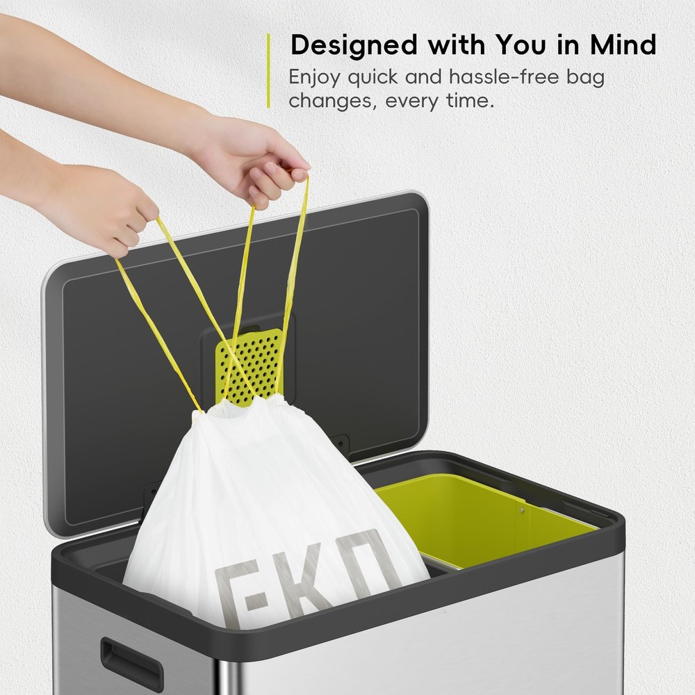 EKO Easy-Dispense Roll 80 Count Extra-Strong Drawstring Tall Kitchen Trash Ba...