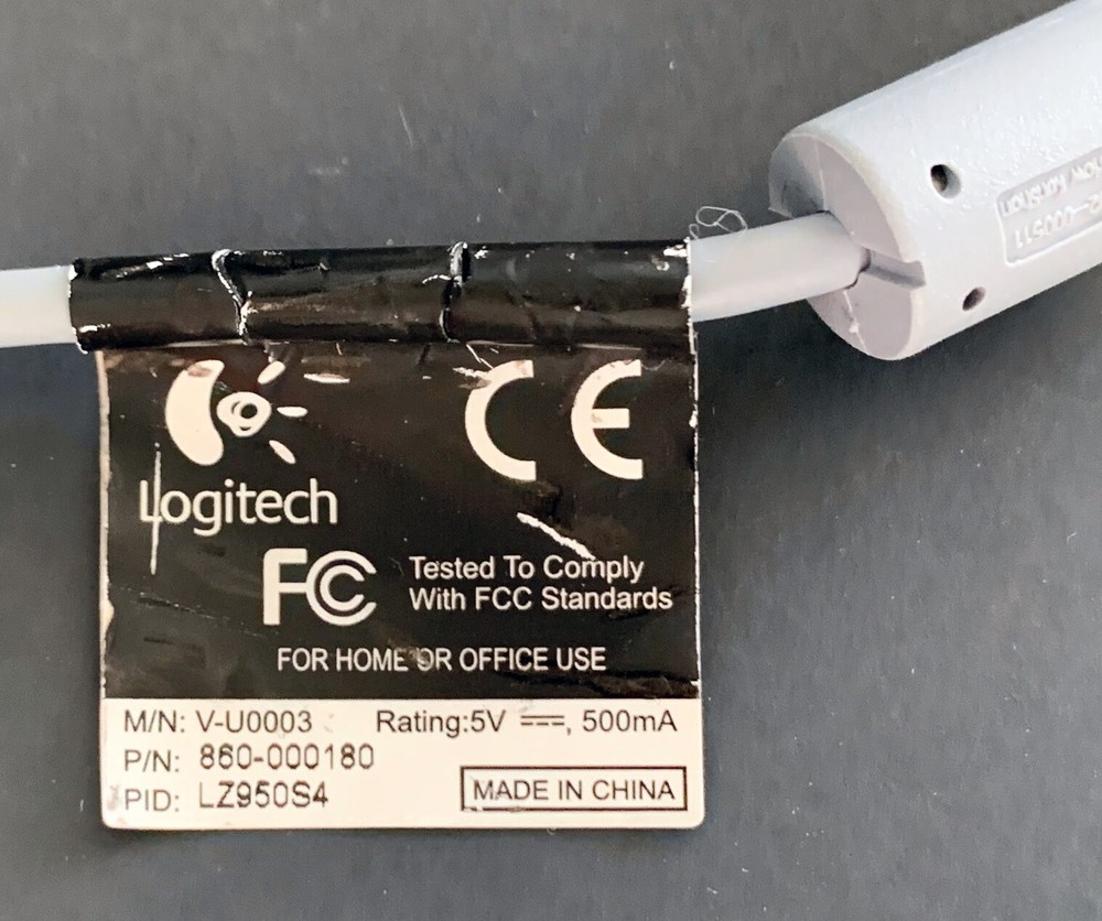 LOGITECH C250 WEBCAM Model # V-U0003 USB