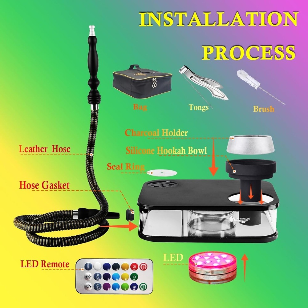 Hookah Hookahs Book Acrylic Hookah Set Flat Box Hooka Portable Hookah Shisha