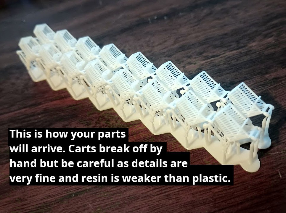 HO Scale Shopping Carts 16pcs