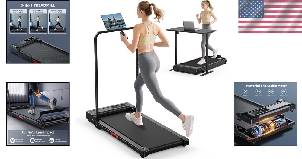 Compact Folding Treadmill with Handle Bar
