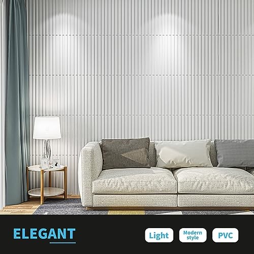 Slat Wall Panel, 3D Fluted Textured Panel 19.7 x 19.7in. 12 Square - White