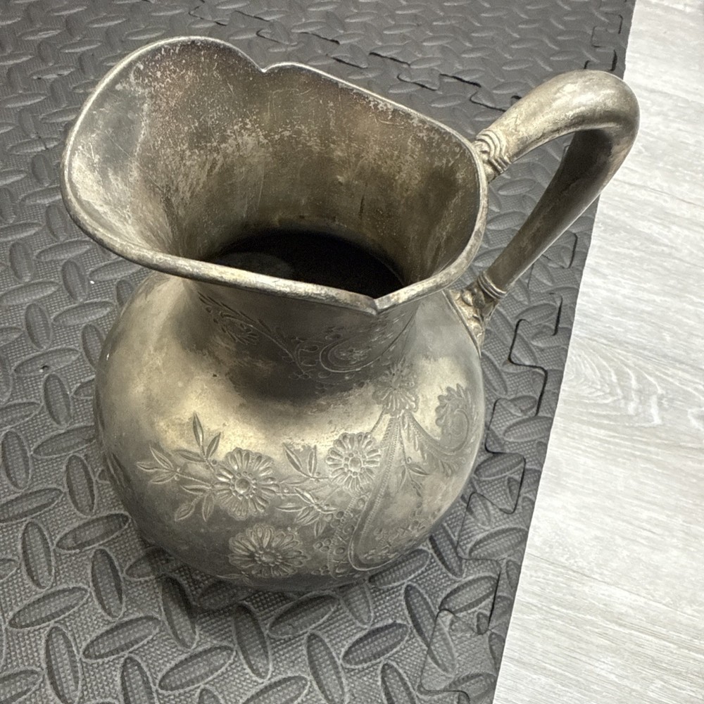 Antique Silver-Plated Jug with Rich Engraving