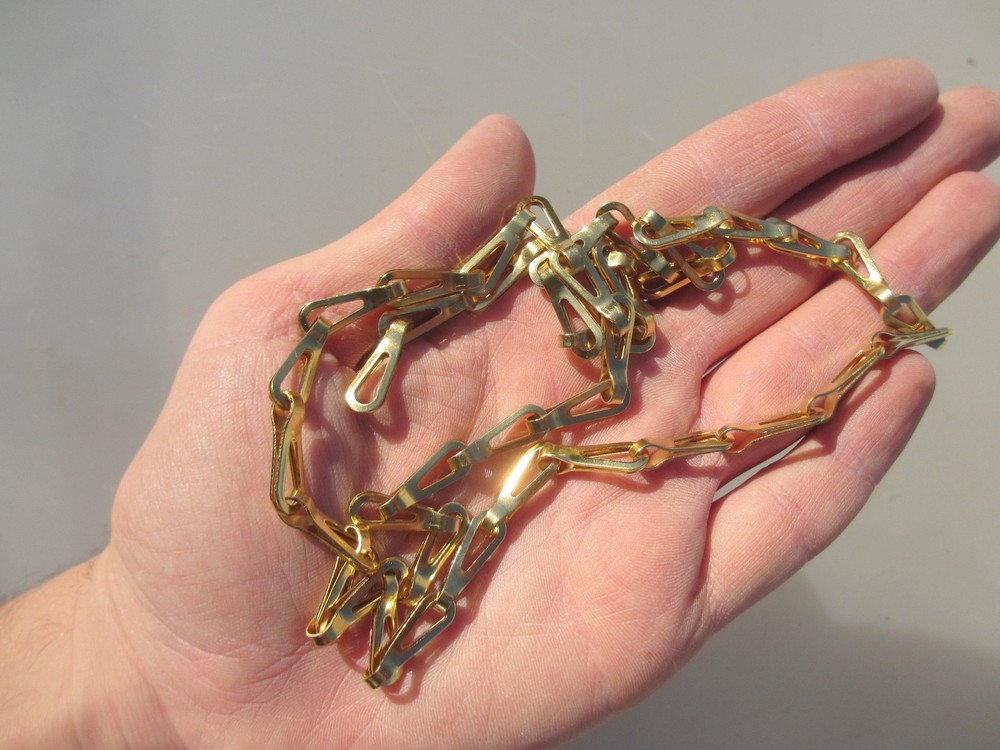 Vintage Brass Lighting Chain Hanger Loop Chandelier Light Pull Plug Old 71cm 28"