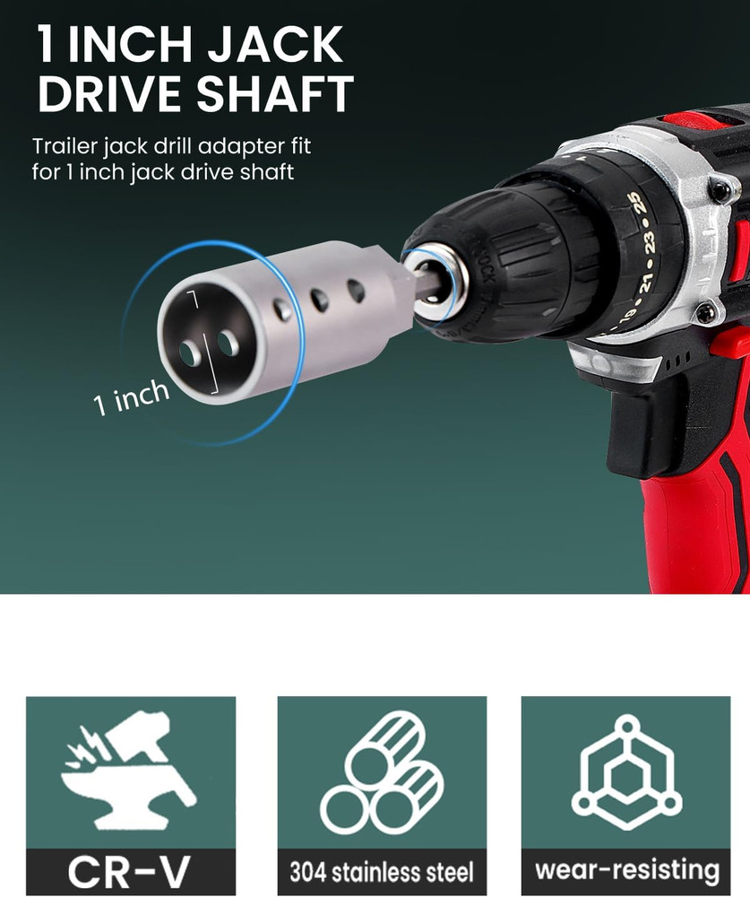 Trailer Jack Drill Adapter with Cordless Drill RV Jack Drill Adapter