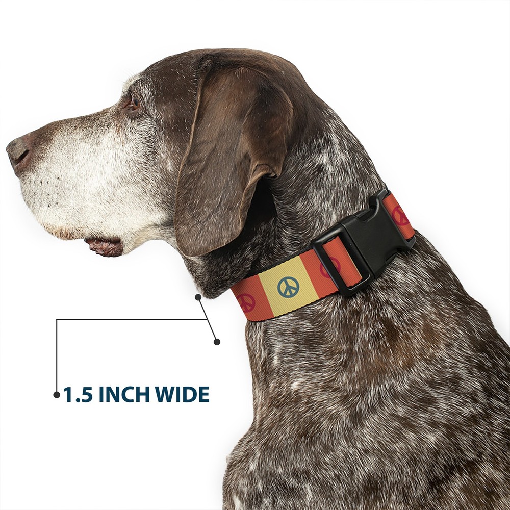 Plastic Clip Collar Peace Blocks Red/Yellow/Blue Medium 11-16.5"