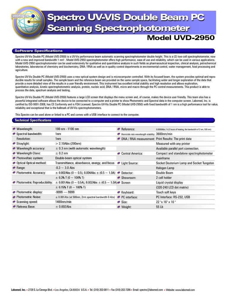 Double Beam Spectrophotometer UV-VIS