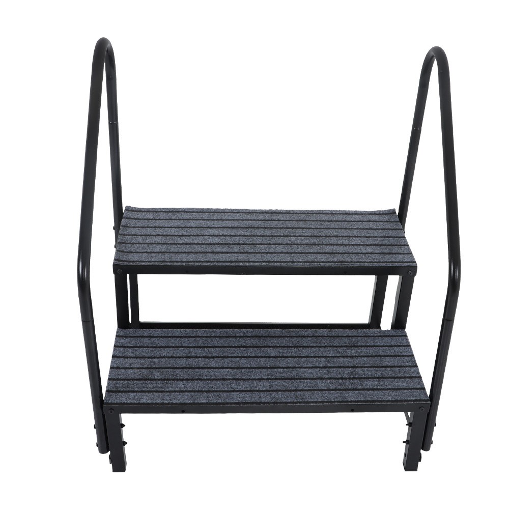 For 2 Step RV Steps with 2 Handrails w/Step Mat 660 lbs Load Capacity
