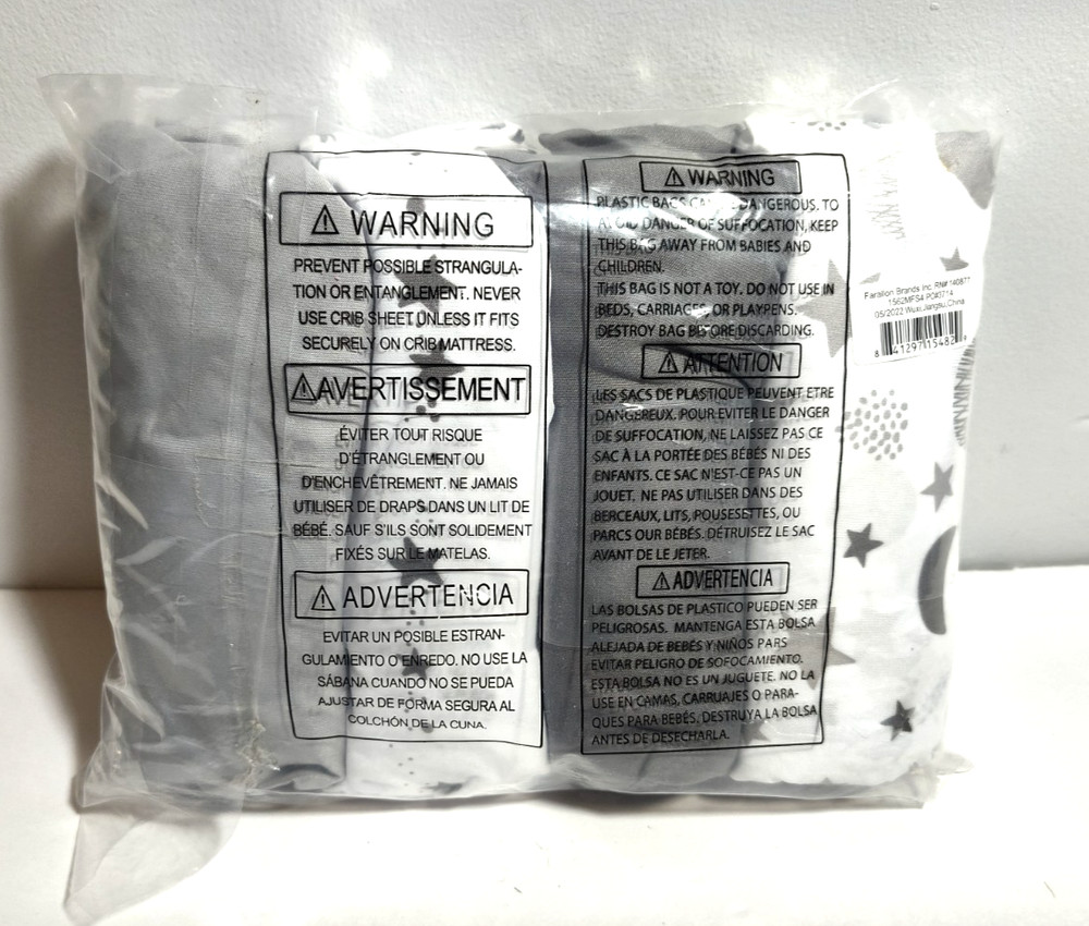 The Peanutshell 4 Pack Microfiber Crib Sheets Gray White Black Moon and Stars