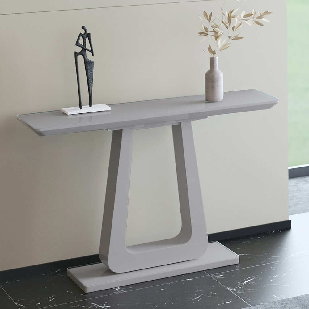 Inspire Contemporary MDF Glass Console Table Grey