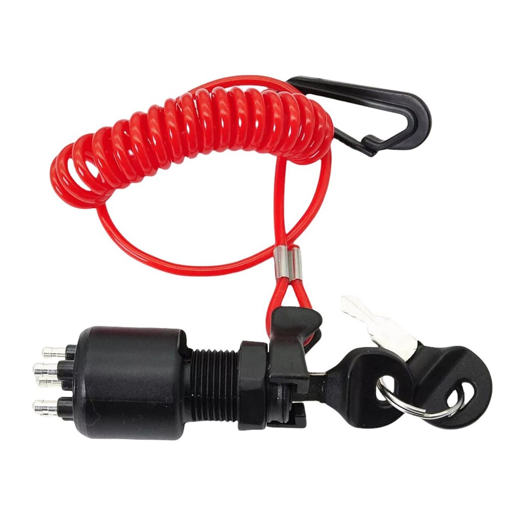 Durable Ignition Key Switch w/ Safety Lanyard Replacement Part for Johnson Boat