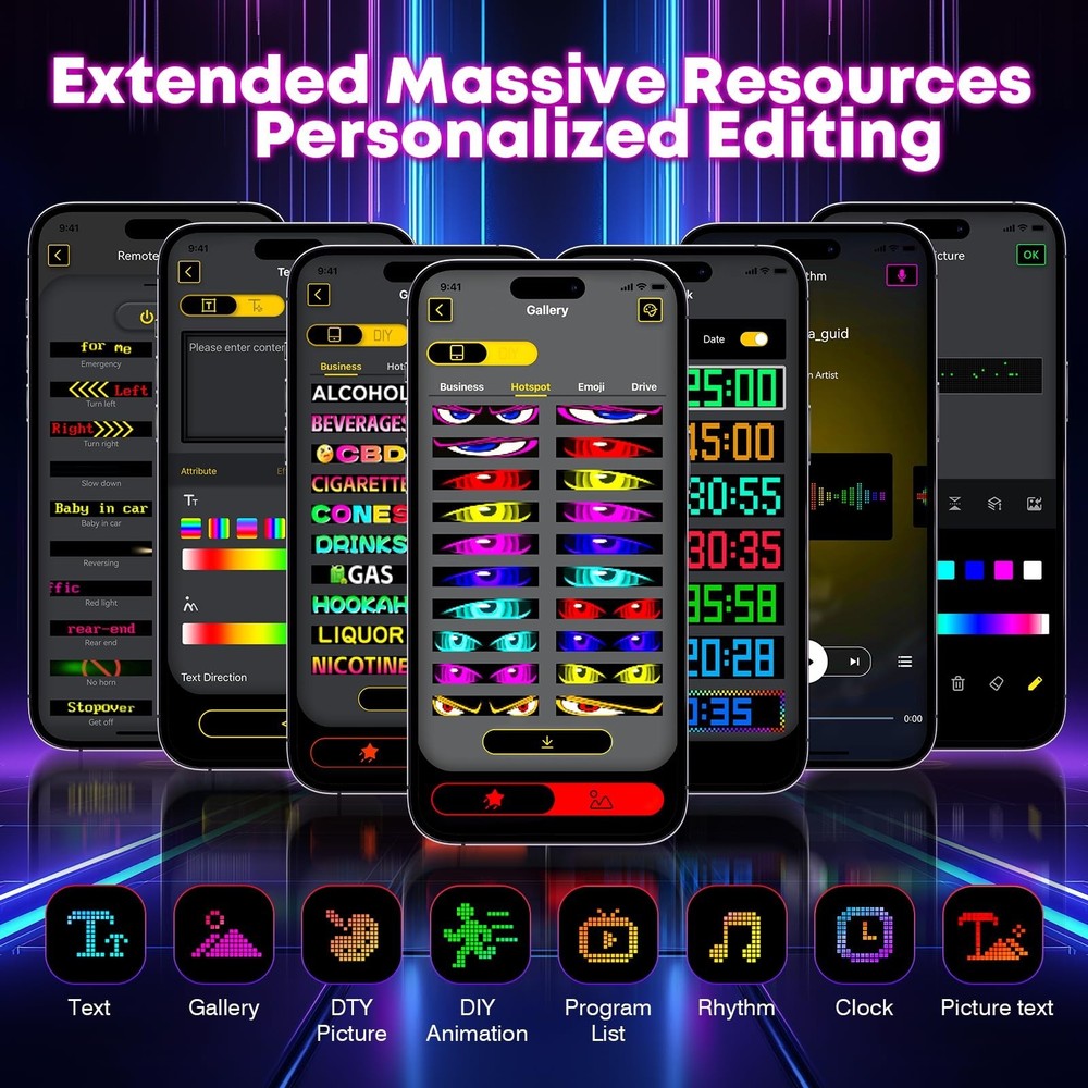 Devil Eyes Light for Windshield, 23.4x4.7,Led Eyes, Programmable Scrolling DI...