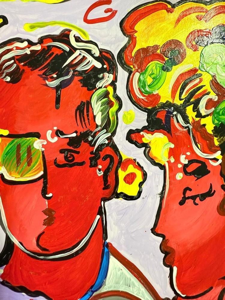 Peter Max Drawing (handmade) Antique paper, signed and sealed