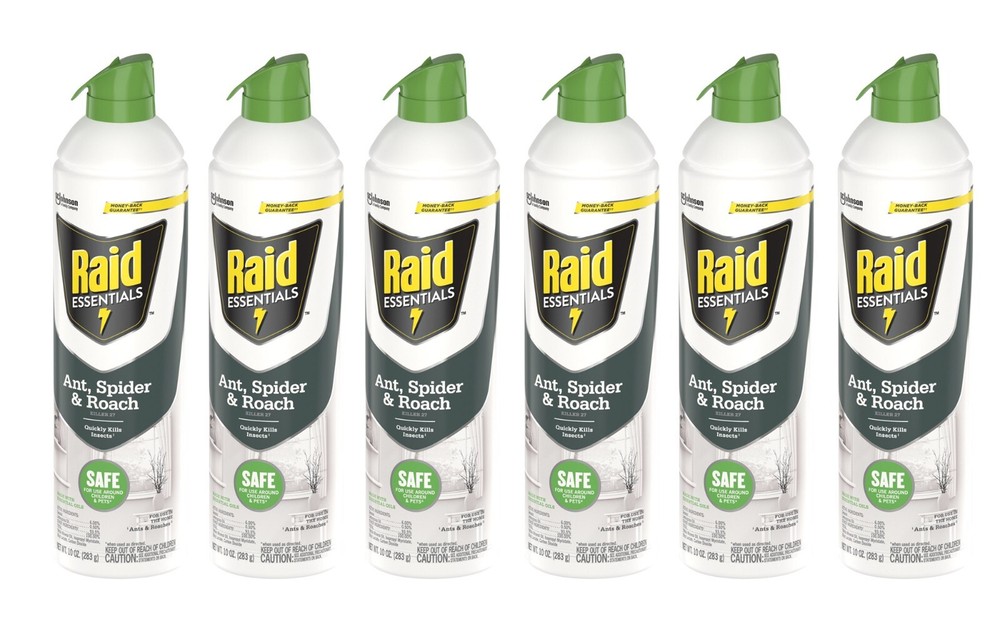6 Bottles Raid Essentials Ant Spider & Roach Killer 27 Aerosol Spray Cans 10 oz